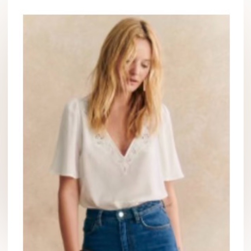 Sezane Minara Blouse Ecru - Size 6